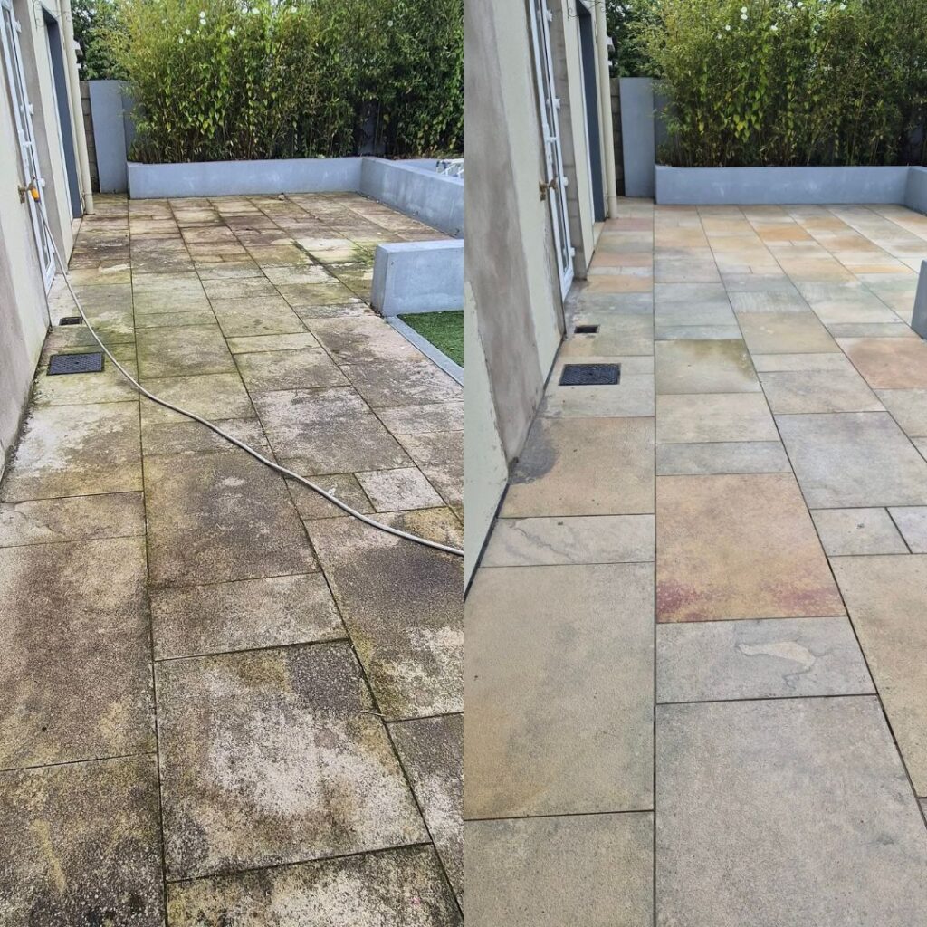 Before and after of paving of a property in Clare